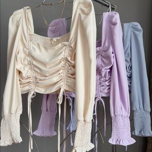 NEW Fashion Boutique Trendy Ruched Long Sleeve Top Quality Blouse Zara style